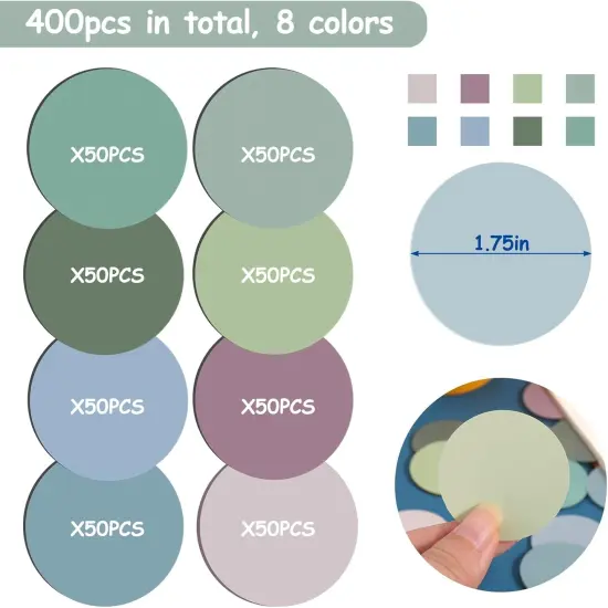 Transparent Sticky Notes, 400Pcs Morandi Cute Round Clear Sticky Tabs, Translucent Book Markers Page Flags Stickers, Bible Journaling Accessories Aesthetic Office School Study Supplies {3}