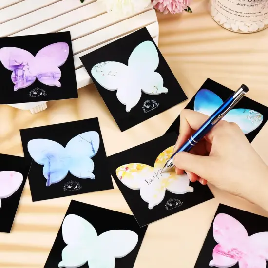 360 Pieces Sticky Notes Cute Butterfly Shaped Self-Sticky Notes Colored Watercolor Sticky Note Memo Pads for Reminders Studying School Home Family Office Supplies {4}