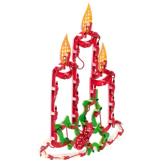Northlight 16.5" Lighted Candles with Holly and Berry Christmas Window Silhouette Red {6}