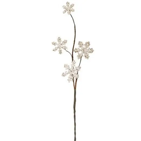 12" Tall Glittered Wood Snowflake Pick with Flexible Brown Stem {1}