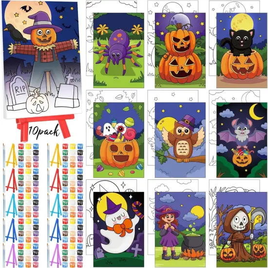 10 Set Pre Printed Canvas Pre Drawn Canvas Painting(Spider Color) {6}