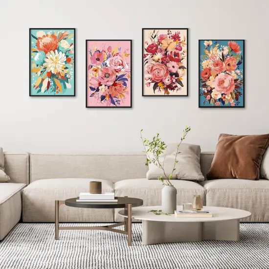 4 Pack Framed Paint by Numbers Kit - 8x12 Inch (Flowers) {2}