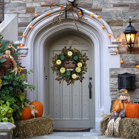 24 Inch Fall Wreath with Pumpkins {3}