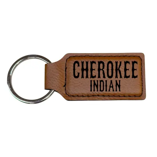 Keychain - Rectangle - Cherokee - Leather Rawhide/Black {1}