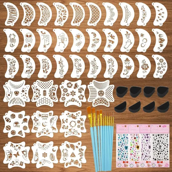 40 +22 Pcs Face Paint Stencils(translucent) {1}