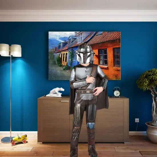 Child Mandalorian Qualux Costume Star Wars Outfit with Printed Armor {1}