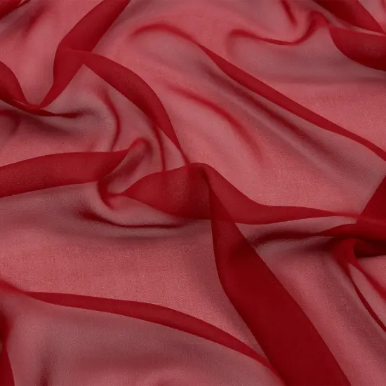 1 Yard Luxury Brick Red Silk Chiffon Fabric Solid Lightweight Sheer Material 54 Inch Width {1}