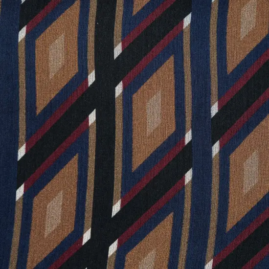 1 Yard Brown, Red & Blue Geometric Crinkled Silk Chiffon Overlay Fabric 51 Inch Width {2}