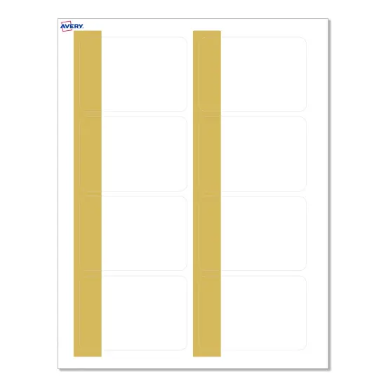 Avery® Printable Rectangle Adhesive Name Tags, Dipped Gold Edge Design, 2-1/3" x 3-3/8", Matte White Removable Name Tags, Laser/Inkjet, 80 Total, Great for Name Badges {1}