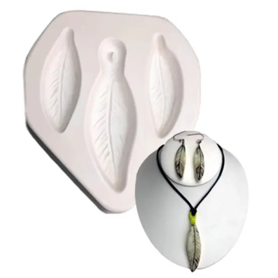 5" x 5" x 1.5" Feather Trio Casting Glass Fusing Kiln Mold {1}