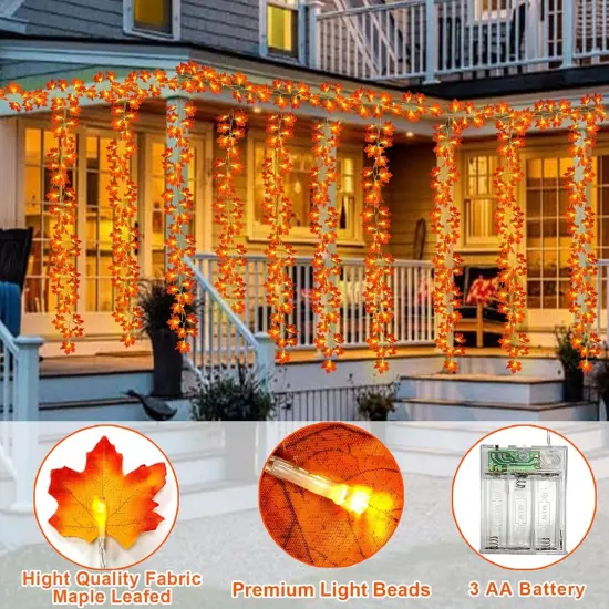 5 Pack Fall Garland with Lights - 50 Ft 100 LED {4}