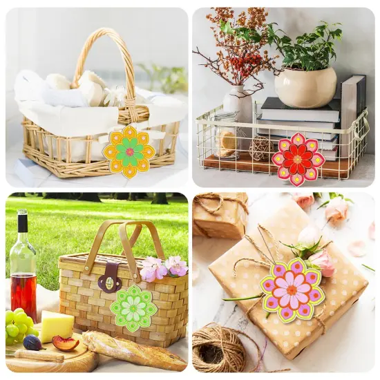 Wooden Flower Ornaments to Paint Easter Spring Decoration Cutouts Unfinished 24PCS 3.5 x 3 inches, DIY Blank Unfinished Christmas Tree Wood Discs Ornament for Home Crafts Hanging {3}