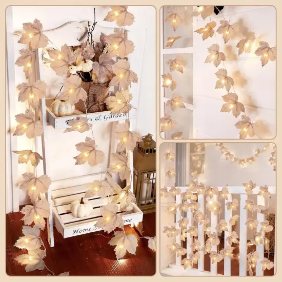 5 Pack Fall Decor Maple Leaf String Lights - Total 32.5 Ft Fall Leaf {4}