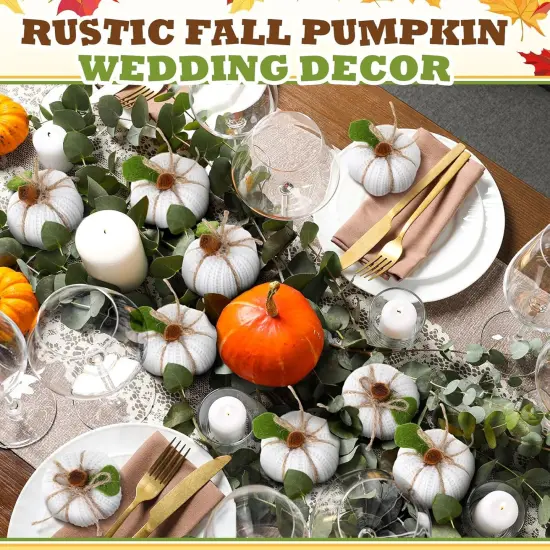 12 Pcs Fall Mini Knit Pumpkins for Centerpieces {3}