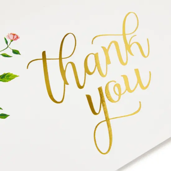 48-Count Thank You Cards with Envelopes, 6 Elegant Rose Flower Designs with Gold Foil Print for Wedding Baby and Bridal Shower Multicolor {5}