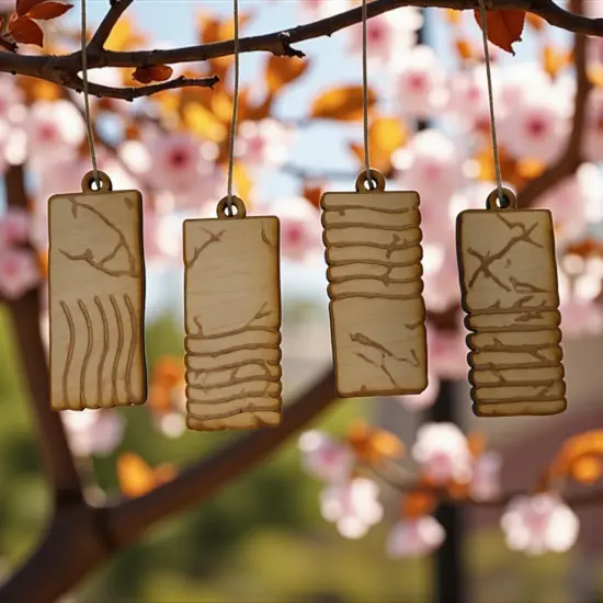 Ornament - Elemental Stones - Set of 4 - Raw Wood 2x4in {5}