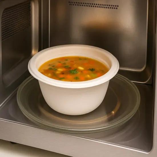 Greener Settings 150-Pack 18 oz Compostable Paper Bowls &ndash; Heavy-Duty Bagasse, Biodegradable, Microwavable, Grease-Resistant, for Hot Soups, Salads, and Snacks {6}