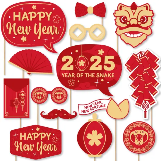 Big Dot of Happiness Lunar New Year - 2025 Year of the Snake Photo Booth Props Kit - 20 Count {1}