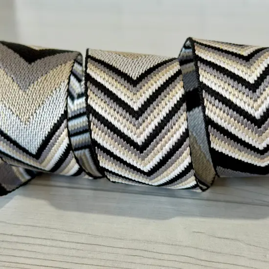 Grey/Tan/Black Woven Chevron 1.5&rdquo;Webbing {1}