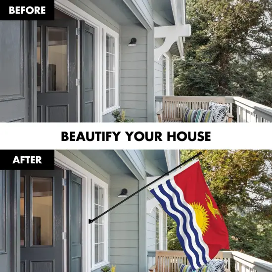 G128 Combo Pack: 6 Ft Tangle Free Aluminum Spinning Flagpole (Black) & Kiribati I-Kiribati Flag 3x5 Ft, LiteWeave Pro Series Printed 150D Polyester | Pole with Flag Included {3}