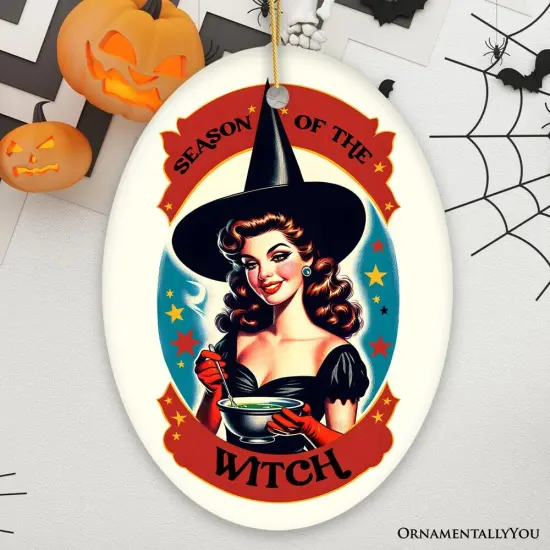 Wickedly Glamorous Season of the Witch Ornament, Retro Style Halloween Tree Decor and Keepsake {1}