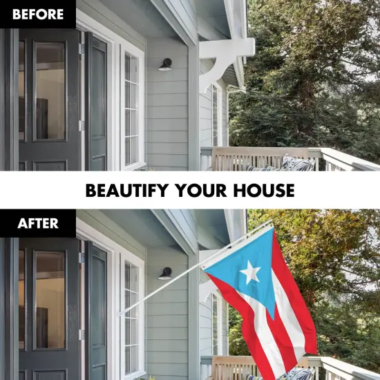 G128 Combo Pack: 6 Ft Tangle Free Aluminum Spinning Flagpole (White) & Puerto Rico Light Blue Puerto Rican PR Flag| 3x5 Ft | LiteWeave Pro Series Printed 150D Polyester | Pole with Flag Included {3}
