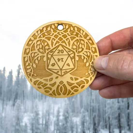 D20 Celtic Tree of Life Ornament - Raw Wood {4}