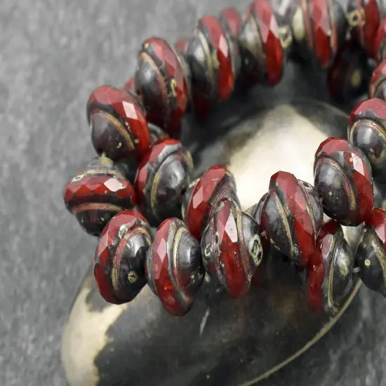 *15* 8x10mm Red Opaline Picasso Saturn Beads {5}