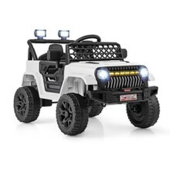 12V Ride-On Truck Car for Kids with Parental Remote, Music Player, and LED Lights Red {10}
