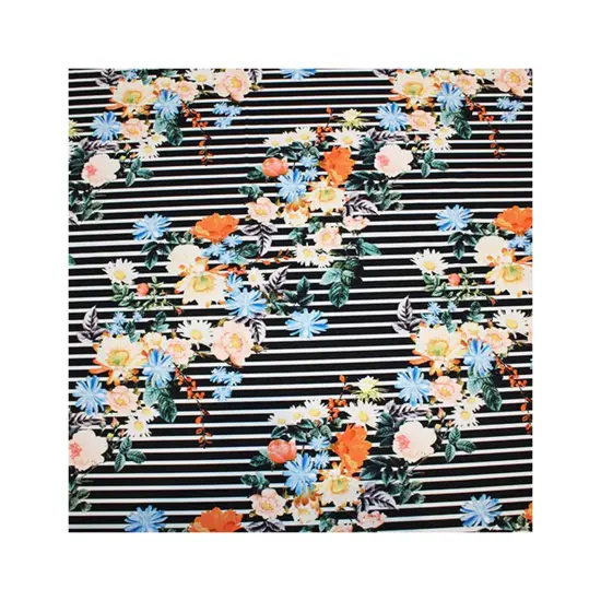 Bouquets on Stripes Printed Spandex {4}