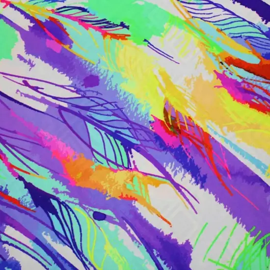 Multi Feather Neon Printed Spandex {3}