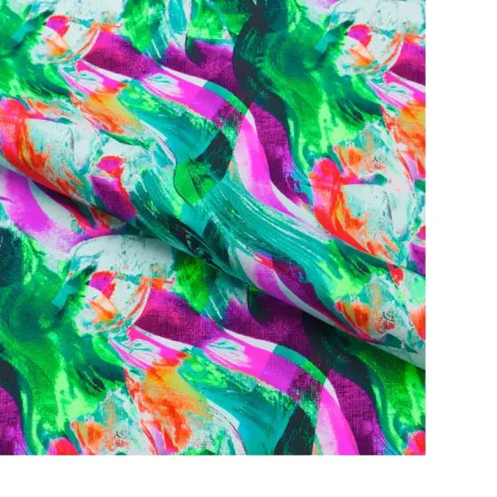 Paintbrush Strokes Printed Spandex Fabric Multicolor {4}