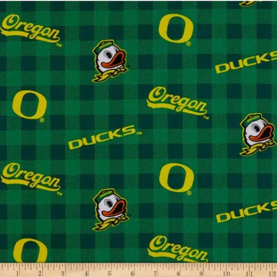 Licensed NCAA University of Oregon Buffalo Plaid OR-1207 Cotton Fabric by the Yard {1}