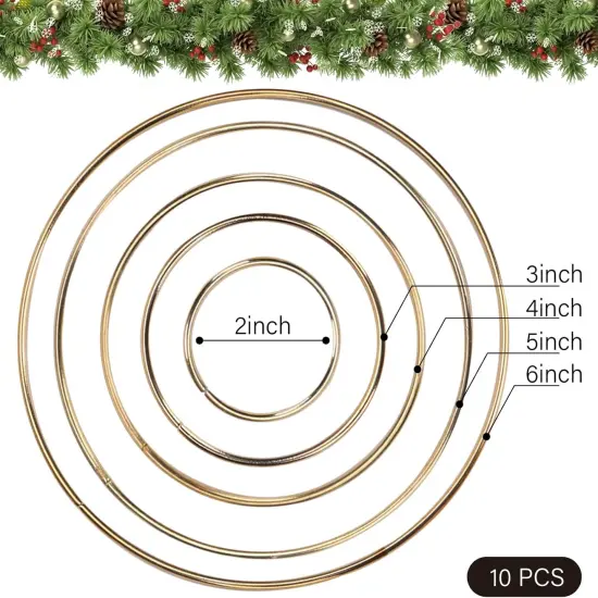 10pcs Gold Dream Catcher & Macrame Rings &ndash; 5 Sizes for Crafts & Decor(2" x2, 3" x2, 4" x2, 5" x2, 6" x2) {2}