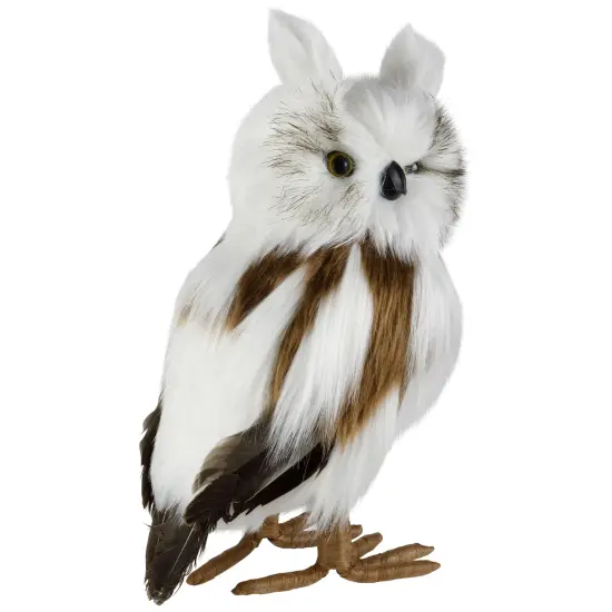 Northlight Standing Plush Winter Owl Christmas Figurine - 11.5" White {4}