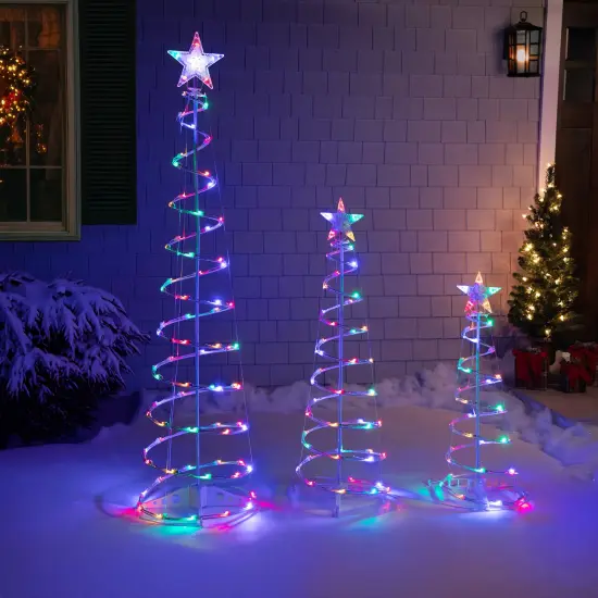 Northlight LED Lighted Spiral Outdoor Christmas Trees - 3' 4' and 6' - Multicolor - Set of 3 White {4}