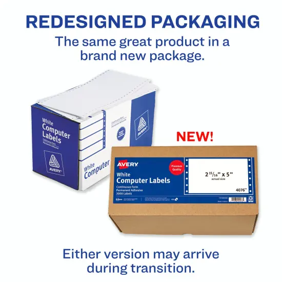 Avery White Computer Labels, 2-15/16" x 5", Dot Matrix Labels and Pin-Feed Labels, 3,000 Total (4076) {2}