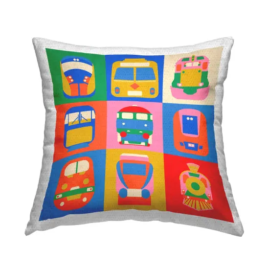 Bold Public Transportation Design by Carrie Cantwell Outdoor Printed Pillow {1}