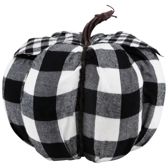 Northlight Buffalo Plaid Fall Harvest Pumpkin - 7" - Black and White {4}