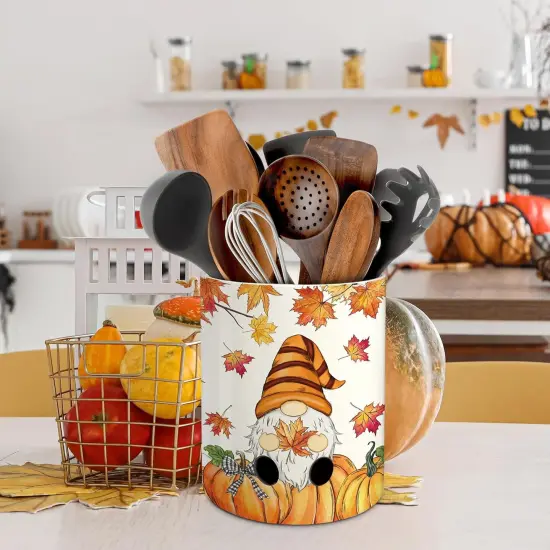Fall Kitchen Decor Ceramic Utensil Holder {4}