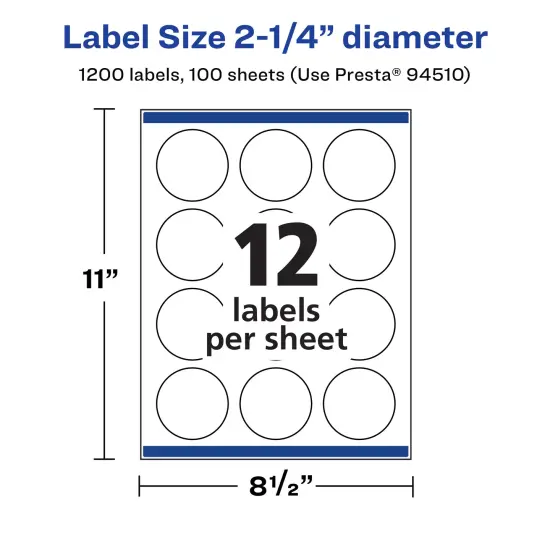 Avery Durable Waterproof Round Labels with Sure Feed, 2.25" diameter {5}