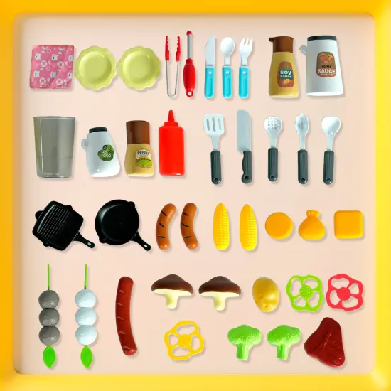 Easy Playhouse: BBQ Grill Toy Playset - Light & Sound, Realistic Smoke, Little Chef Pretend Play, Food & Cooking Accessories, Two Layer Grill, Kids 3+ {4}