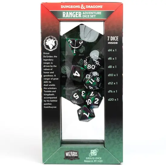 Dungeons & Dragons: D&D Adventure Dice: Legend of Drizzt -Green-Black, 16pc RPG Set, Ranger Symbols, Roleplaying Game Accessory, Sirius Dice, Licensed {6}