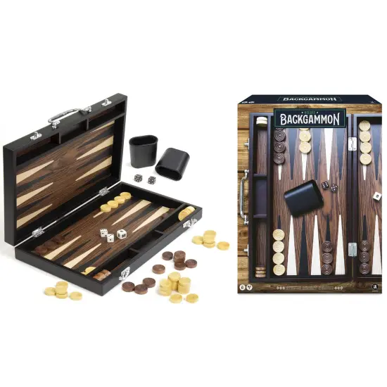 Merchant Ambassador Craftsman Deluxe Wood Backgammon Game Set {6}