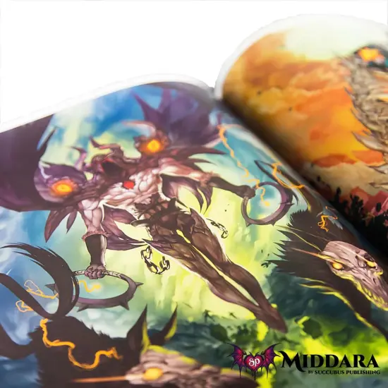 Middara: Art Book Vol. 1 - Game Expansion Pack, 100 Pages Of Sketches & Illustrations, 4 Alt Art Character Cards, 4 Initiative Cards, RPG Accessories {6}