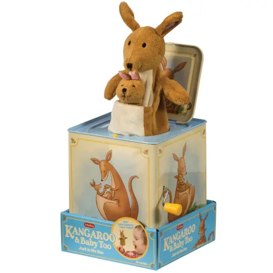 Schylling: Jack In Box - Kangaroo - Classic Pop-Up Music Toy, Momma & Baby Joey Finger Puppet, Plays Song "Pop Goes The Weasel", Toddler & Kids 18mo+ {4}