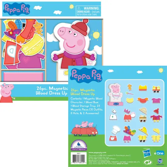 Peppa Pig: Magnetic Dress Up - 26pc Wooden Playset, 23 Magnets, Mix & Match Outfits & Accessories, Bilingual, Storage Tray, Kids-Toddlers Ages 3+ {7}