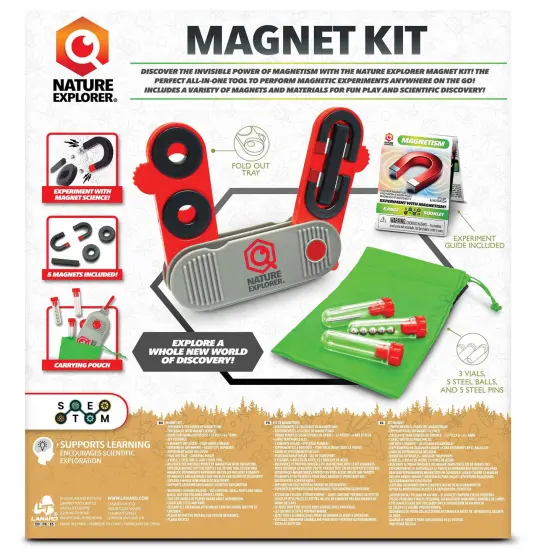 Lanard Nature Explorer: Magnet Kit - Learn The Power Of Magnets, Fold-Out Storage Case, STEM Experiment Booklet, Carry Pouch, STEM Toy, Kids Ages 6+ {4}