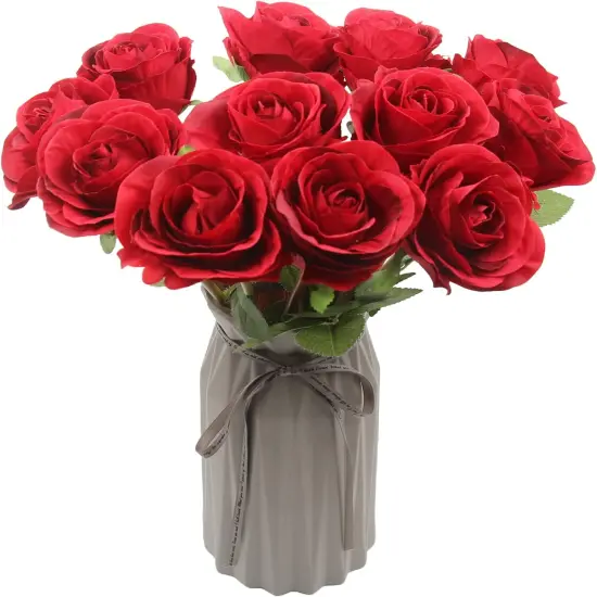 12 Pcs Silk Red Rose Bouquet for Home Decoration {5}