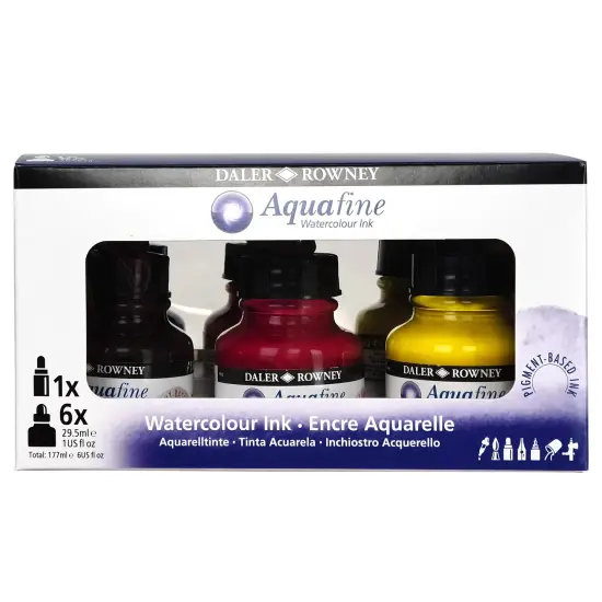 Daler-Rowney Aquafine Watercolor Ink Introduction Set 6/Pkg-Assorted Colors {4}